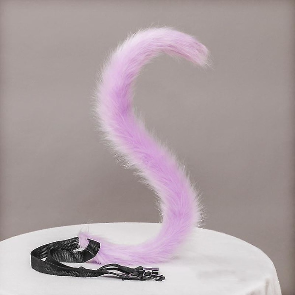 Plysch kattöron Realistiska Lolita Pannband Katt Svans Cosplay Tillbehör Handgjorda Simuleringsdjursöron Halloween Huvudbonader Kawaii Purple-hair hoop