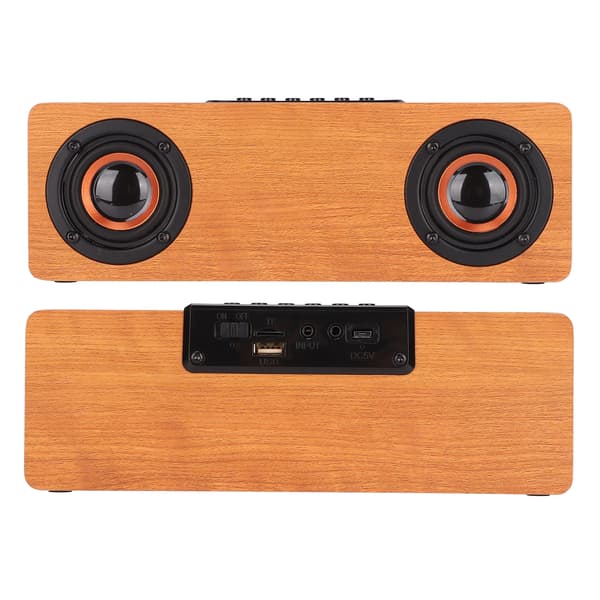 Wireless Bluetooth Speaker 10W Wireless Charging Wood Retro Alarm Clock Speaker for Mobile Phones Tablets Light Walnut