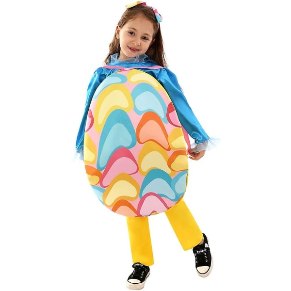 Børn farverigt påskeæg kostume piger påske kostumer fancy dress outfits gør det selv påskeæg elver kostume til småbørn S (105-115cm)