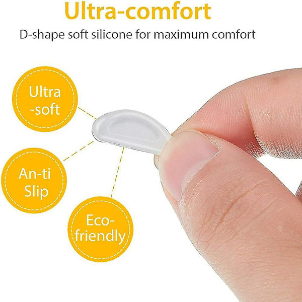 Halksäkra självhäftande silikonnäspuddar för glasögon Clear 1 Pair