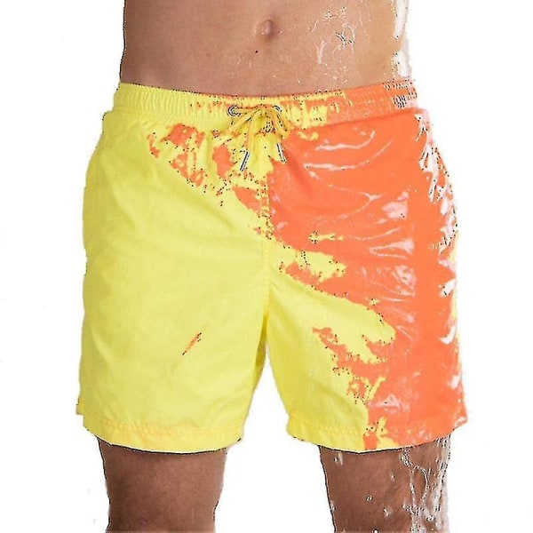 Magic Color Changing Beach Shorts Snabbtorkande badbyxor för vuxna och barn Yellow XL