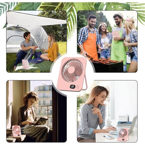 Skrivbordsfläkt - TANDE - Mini Tyst - USB - Vinklingsbar - Rosa