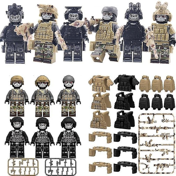 Kvalitets Høj Militær Våben Camouflage Ghost Specia Force Soldat Swat Taktisk Vest Tilbehør Minifigurer Dele Byggeklodser Legetøj