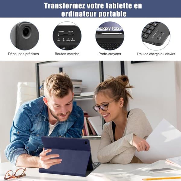 Tangentbordsfodral - Samsung - Galaxy Tab A9+ - Franskt AZERTY - Bluetooth - Läderskydd
