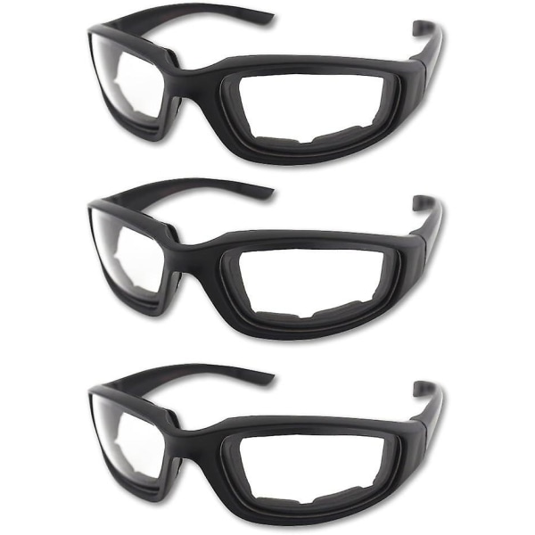 3 stk Motorcykel kørebriller polstring briller Uv beskyttelse Støvtæt vindtæt, grå+hvid+gul White