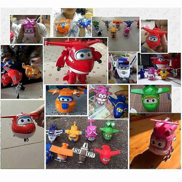 8 stk. sæt Tv Animation Super Wings Transformerende Fly Mini Figurer Børnelegetøj