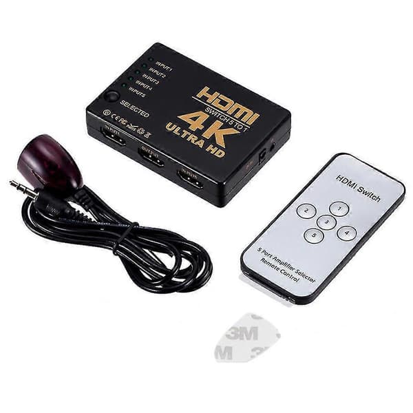 HDMI-switch 4K, intelligent 5-ports HDMI-switcher, splitter, understøtter 4K