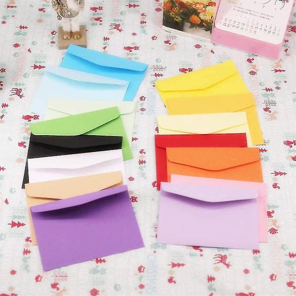 100-sæt Mini Kuverter og 100-sæt Hvide Blanke Kort - Søde Multifarvede Designs