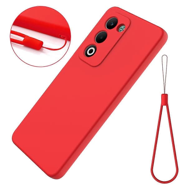 Flytende silikon deksel med håndstropp til Oppo A5 5G/ 4G/ A5m 4G Red