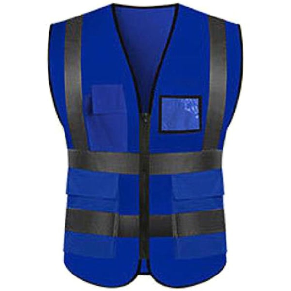Reflexväst för män med hög synlighet Väst säkerhetsarbetsjacka Blue XL