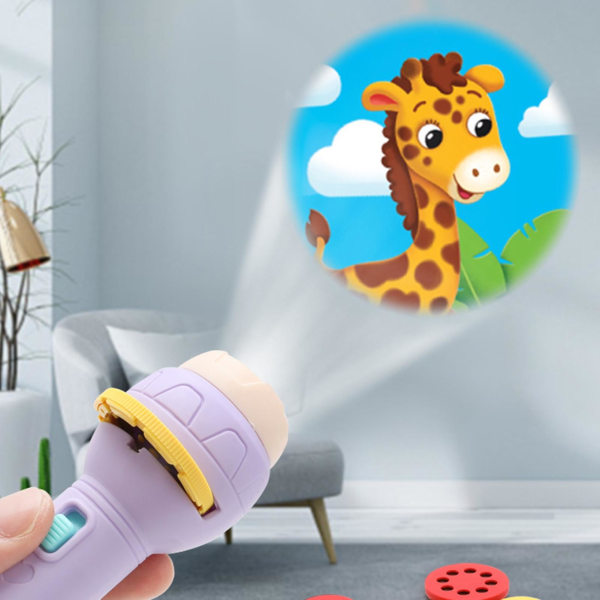 1 set projektor leksak manual tidig pedagogisk plast robust bild ficklampa leksak för sänggåendet Jiyuge Purple