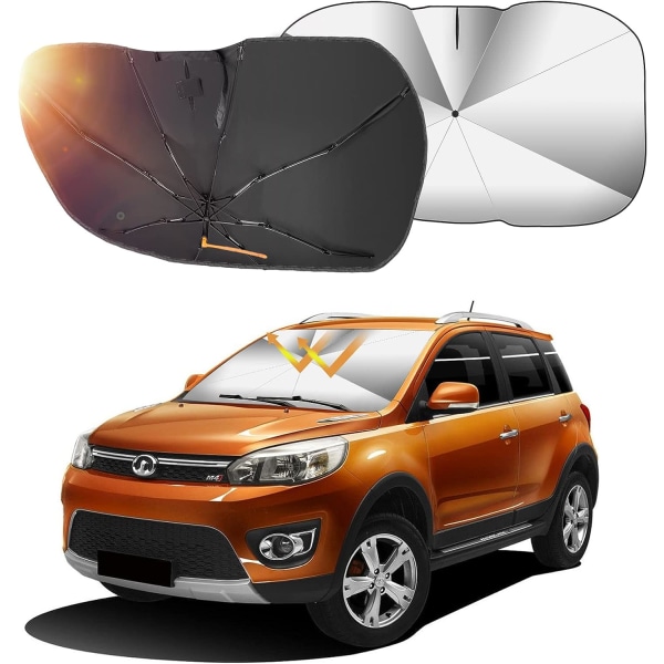 Bil frontrute solskjerm paraply 360° solskjerm UV-beskytter Sammenleggbar beskyttelse med bilsolskjermblokk 31 * 56 tommer
