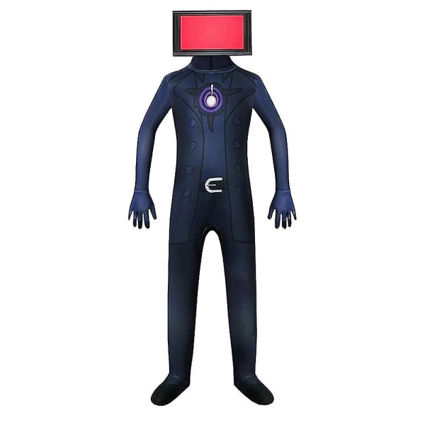 Kids Skibidi Toilet Costume Compatible Boys Tv Man Cameraman Speakerman Halloween Bodysuit Cosplay Dress Up 4-9 Years