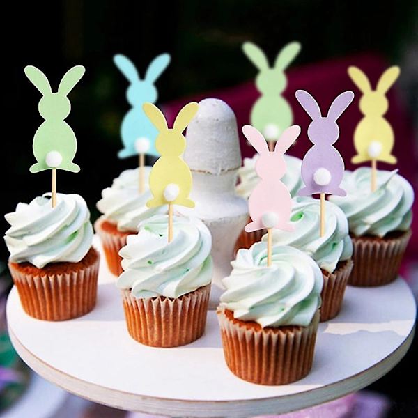 5 stk. Happy Easter Kanin Kage Toppers Bunny Kage Dekoration Fødselsdagsfest Favør Påske Dekoration Til Hjem Festival Forbrugsvarer yellow
