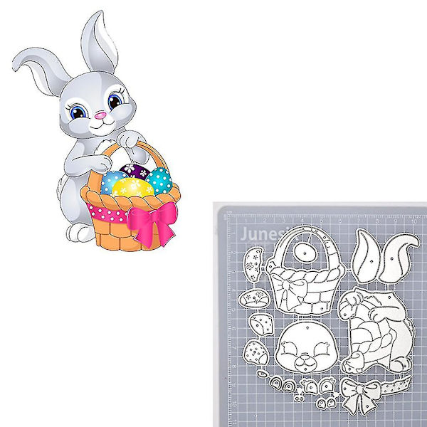 Påskkanin Korg Metallstansar Schablon Scrapbooking DIY Album Stämpel Papperskort Prägling