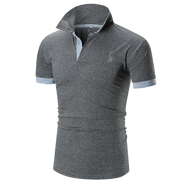 Kesävaatteet 2023 Casual Urheilu Miesten Poolo-T-paidat, joissa on logobrodeerattu istuva golf-miesten poolopaidat Dark Gray 3XL