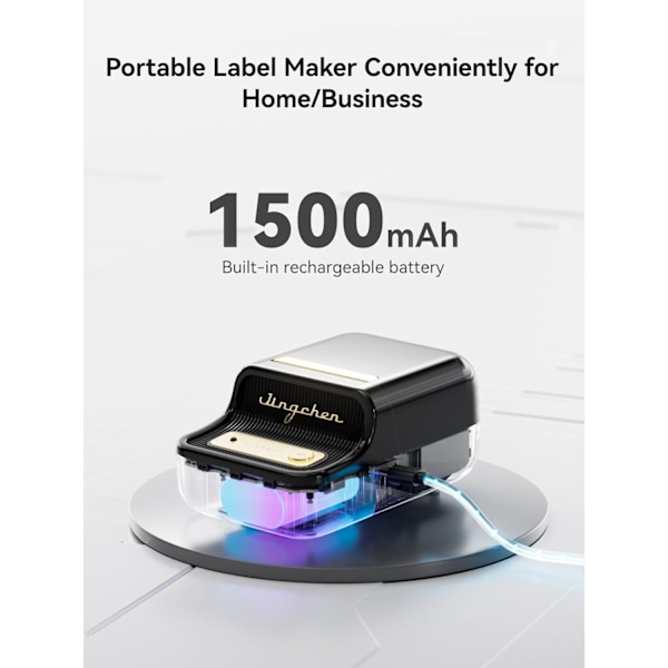 B21 Label Printer, Mini Adhesive Label Printer, Label Width 20-50 mm, Retro Bluetooth Label Printer for Office Organization Nero