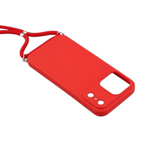 Skal för iPhone 17 Pro, mjukt TPU-fiberfoder, telefonfodral med axelrem Red