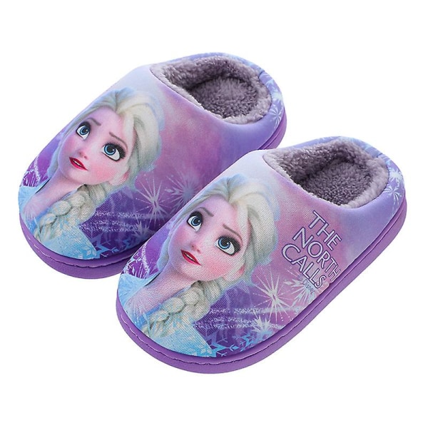 Barnens Bomullstofflor Cartoon Frozens Elsar Sofia Höst Vinter Varma Skor Elsa Purple 30-31 Inner Length 19cm