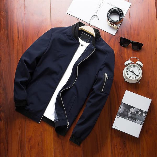 Herre Slim Fit Softshell Glidelås Baseball Flight Bomber Jakke For Vår L