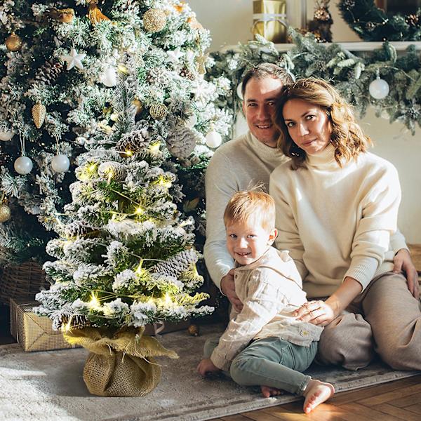 Mini Juletræ med LED Lys Realistisk Udseende Levende Farve Batteridrevet Oplyst Kunstigt Juletræ Ornament 60cm,ordinary