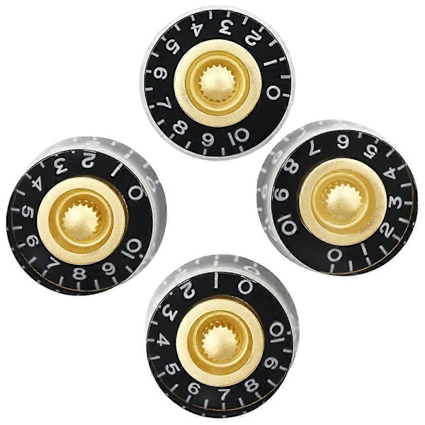 4 stk. Volum, Tone og Speed Control-knapper for LP-stil Bass Elektrisk Gitardeler, Transparent Gull