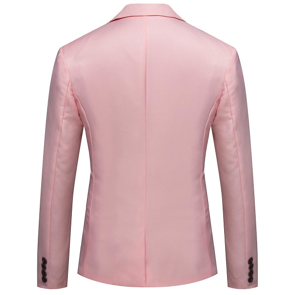 Allthemen Herr Business Casual Enknapps Naggad kavaj Enfärgad kostymjacka Pink XL