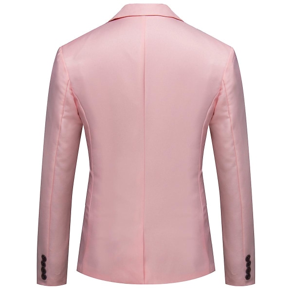 Allthemen Herrkostymjacka för Business Casual, Enknapp, Spetsad Krage, Enfärgad Pink 2XL