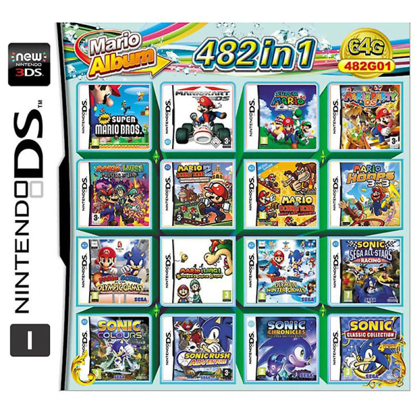 Kompilasjonsspillkassettkort for Nintendos Ds 3ds 2ds Super Combo Multi Cart I