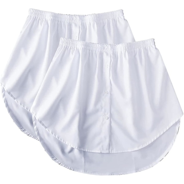 2-pack skjortaförlängningar för damer, minikjol, bluskjol, underkjolförlängare Fake Top Hem Skjorta Miniunderkjol White L