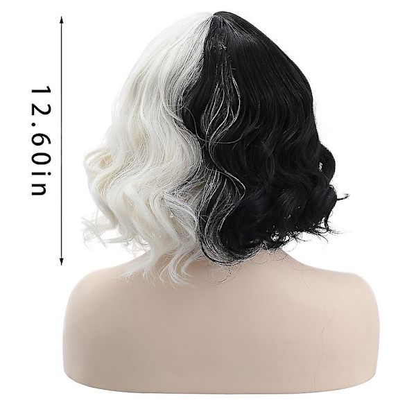 4-13-vuotiaille tytöille Cruella de Vil -asu/peruukki Cos Wigs One Size