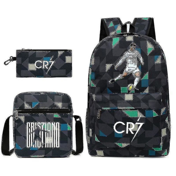 Fotbollsstjärnan C Ronaldo CR7 Tryckt Ryggsäck Runt Studenten Tre-delad Ryggsäck Rhombe 2 Single shoulder bag