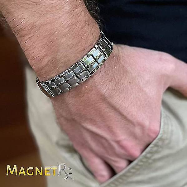 Ultravahva magneettiterapia-ranneke - Niveltulehduksen kivunlievitykseen ja rannekanavaoireyhtymään tarkoitetut magneettirannekkeet miehille Silver