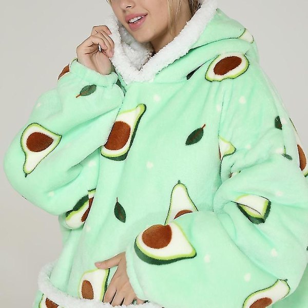 Winter Sherpa Blanket Plush Fleece Family Matching Hoodie Girl Sweatshirt Avocado Homewear