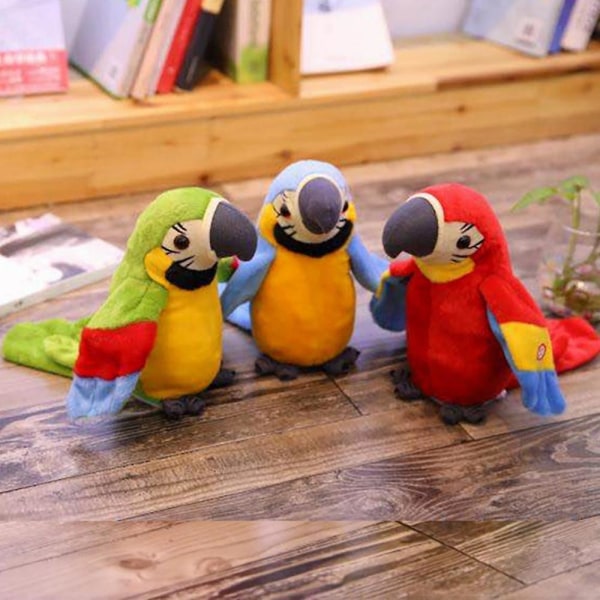 Talking Parrot gjentar det du sier Plysjdyreleke elektronisk papegøyeleke Plysjleketøy Parrotleker Be