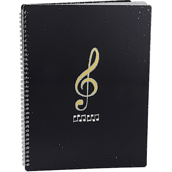 Musikkmappe for noter, A4-papir, dokumenter, oppbevaring, 30 lommer, nøkkel