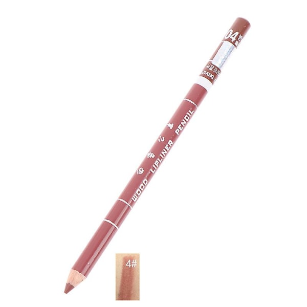 1 stk Professional Wood Lip Liner Vandtæt Lady Long Lasting Lip Liner blyant N4