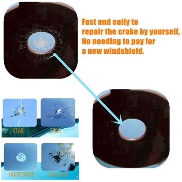 Bilrudeskader Reparationskit, Revnet Reparationskit, Reparation af Glasflis, Stjernekrakker 1 Set
