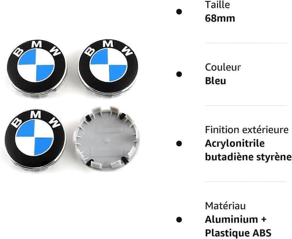 Stykker senterkopper kompatible med BMW 68mm hjulsenter ABS biltilbehør, blå