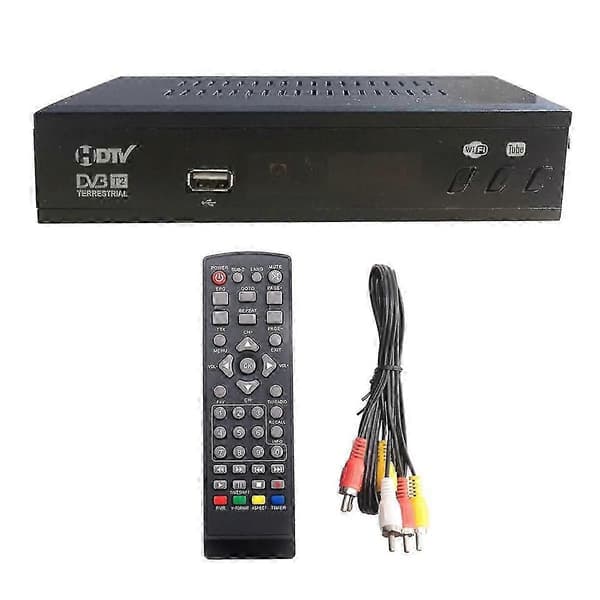 DVB T2 HEVC 265 Digital TV-mottaker DVB-T2 265 1080P HD-dekoder USB Terrestrisk TV-mottaker EPG Set-top-boks, EU-plugg Black