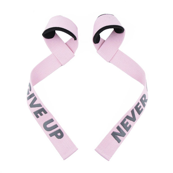 Painonnostohihnat Pehmustetuilla Rannetuilla Voimaharjoitteluun Tukea Kuolleen Noston Hihnat Miehille Pink NEVER GIVE UP 2pcs
