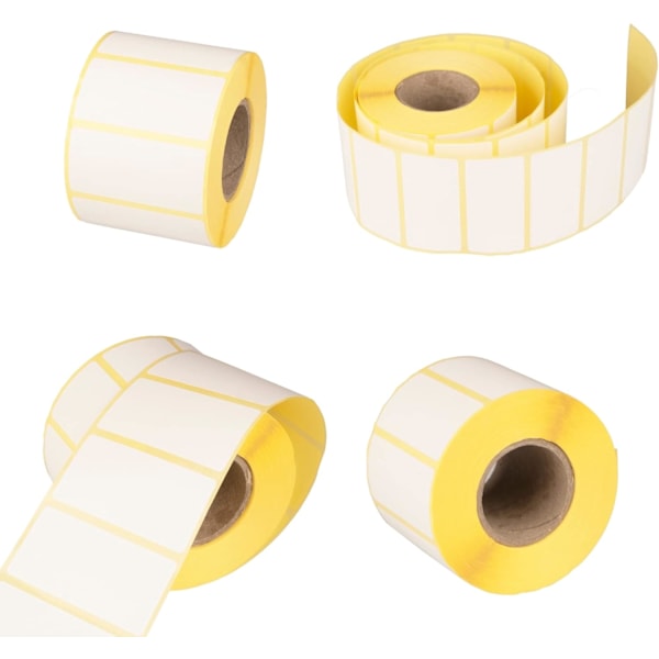 MDlabels Vita Termiska Etiketter Rulle - 60 x 30mm - 1000 Stycken - Permanent Lim för Streckkoder, Vita Självhäftande Etiketter för Märkning
