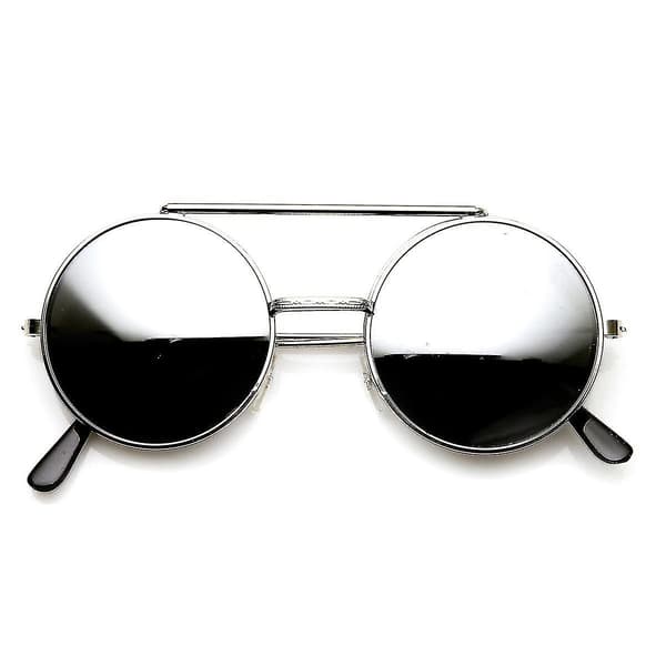 Limited Edition Farve Flip-up Linse Runde Cirkel Django Solbriller Silver Mirror
