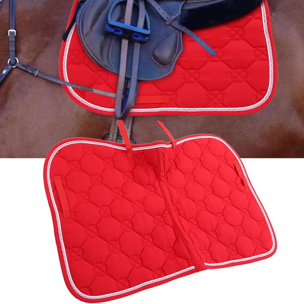 Breathable Double Braided PP Woven Handle Horse Saddle Pad Durable Cotton Soft Sweat-Absorbent Red