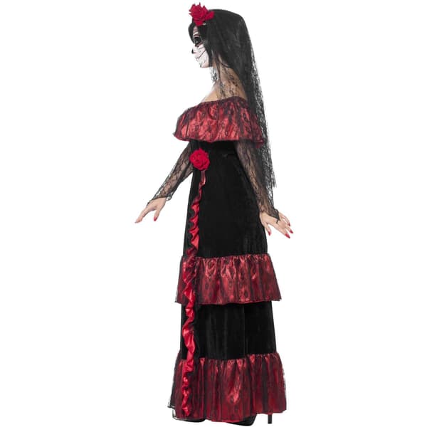 Smiffys Deluxe Brud Dag for de Døde Kostumesæt til Kvinder Sort/Rød Black/Red S