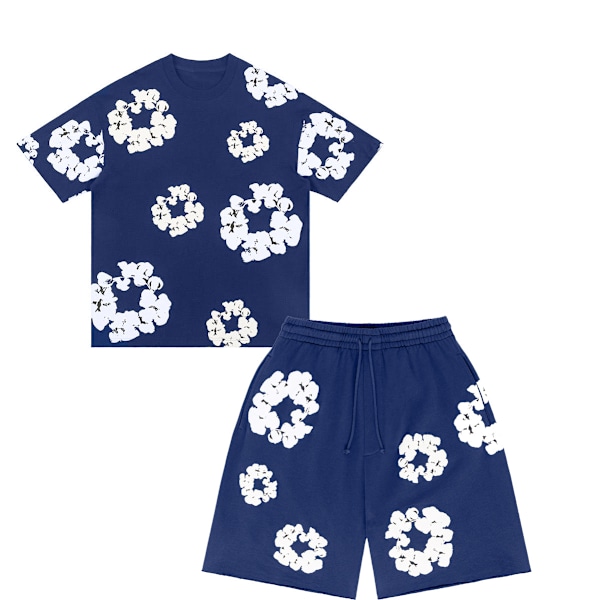 Denim Tears Sommarset för män Kortärmad Blå Blå Blue M