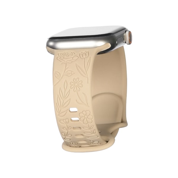 Passar iwatchS9 876SE Apple Watch armband präglat liten ros silikon Ros - mjölkte Rose - milk tea 38/40/41mm
