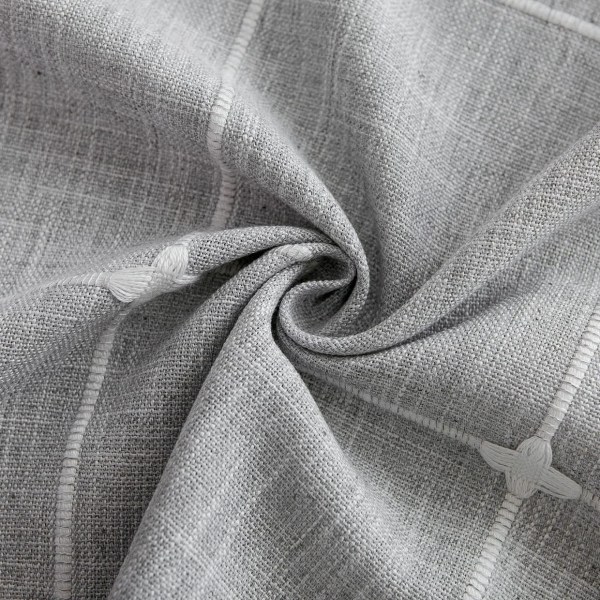 Jacquard rund bordsduk dekorativ bomull linne cover, maskintvättbar, diameter 180 cm, ljusgrå