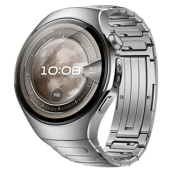 Til Huawei Watch 5 46mm Titanium Alloy Urrem Quick Release One-bead Håndledsrem Silver