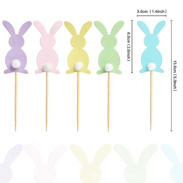 5 st Happy Easter Kanin Tårta Toppers Bunny Tårta Dekoration Födelsedagsfest Favoriter Påsk Dekoration För Hem Festival Tillbehör yellow